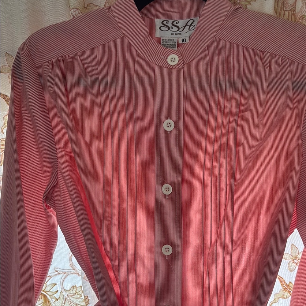 SSA Pink Striped Button-Up Blouse